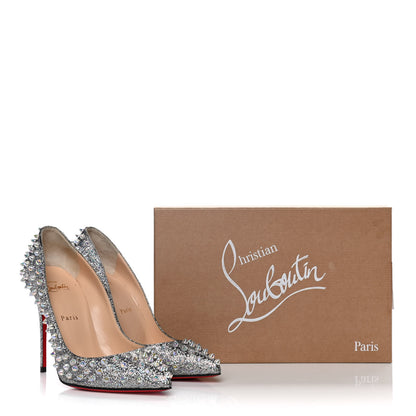 Christian Louboutin Nappa Mica Follies Spikes 100 Pumps 39 Silver 9 of 9
