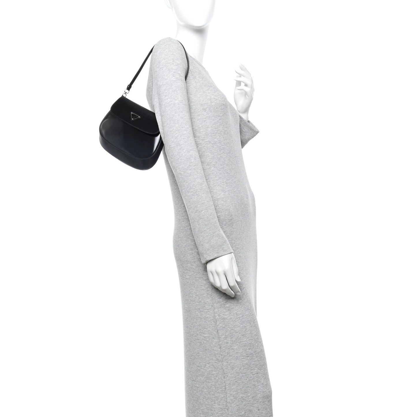 Spazzolato Cleo Flap Shoulder Bag Black