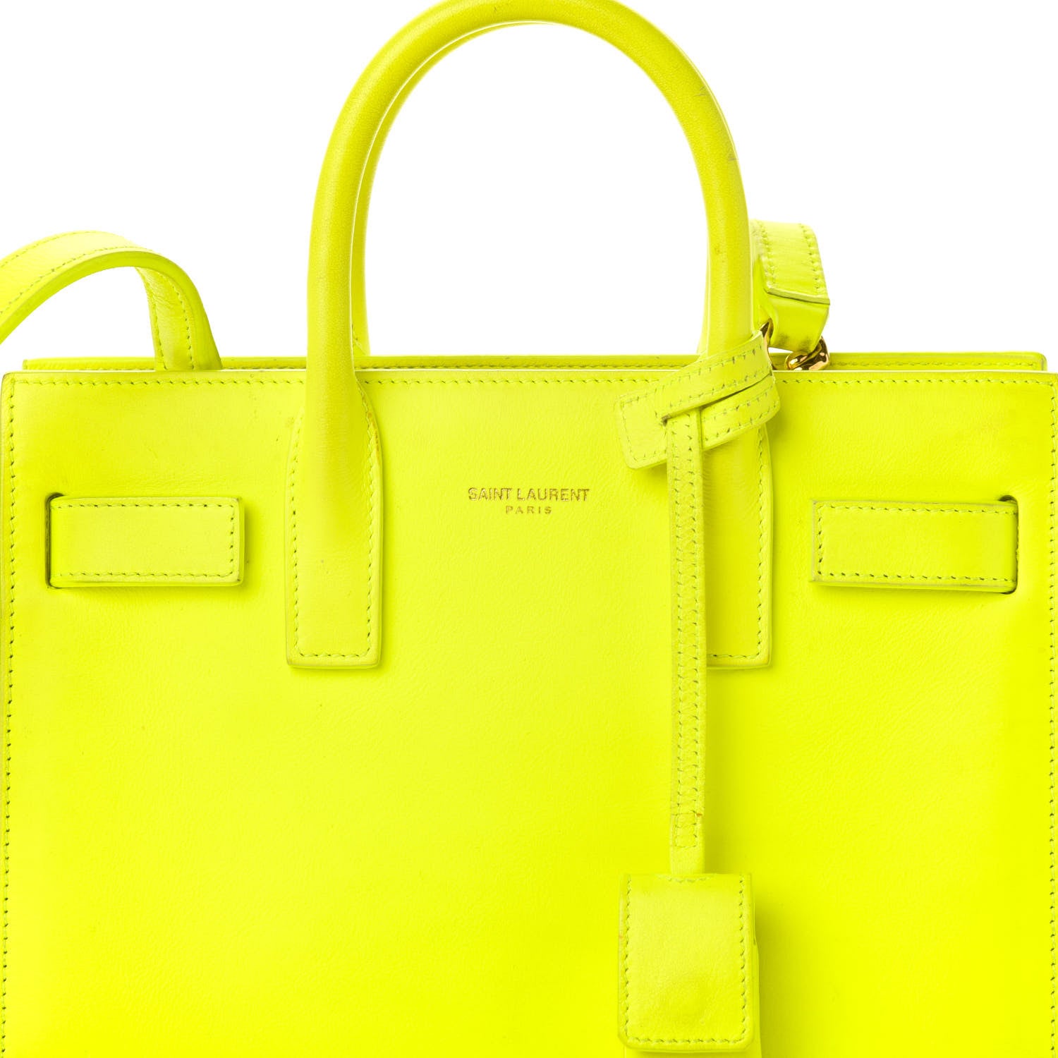 Saint Laurent Calfskin Nano Sac De Jour Neon Yellow 12 of 12