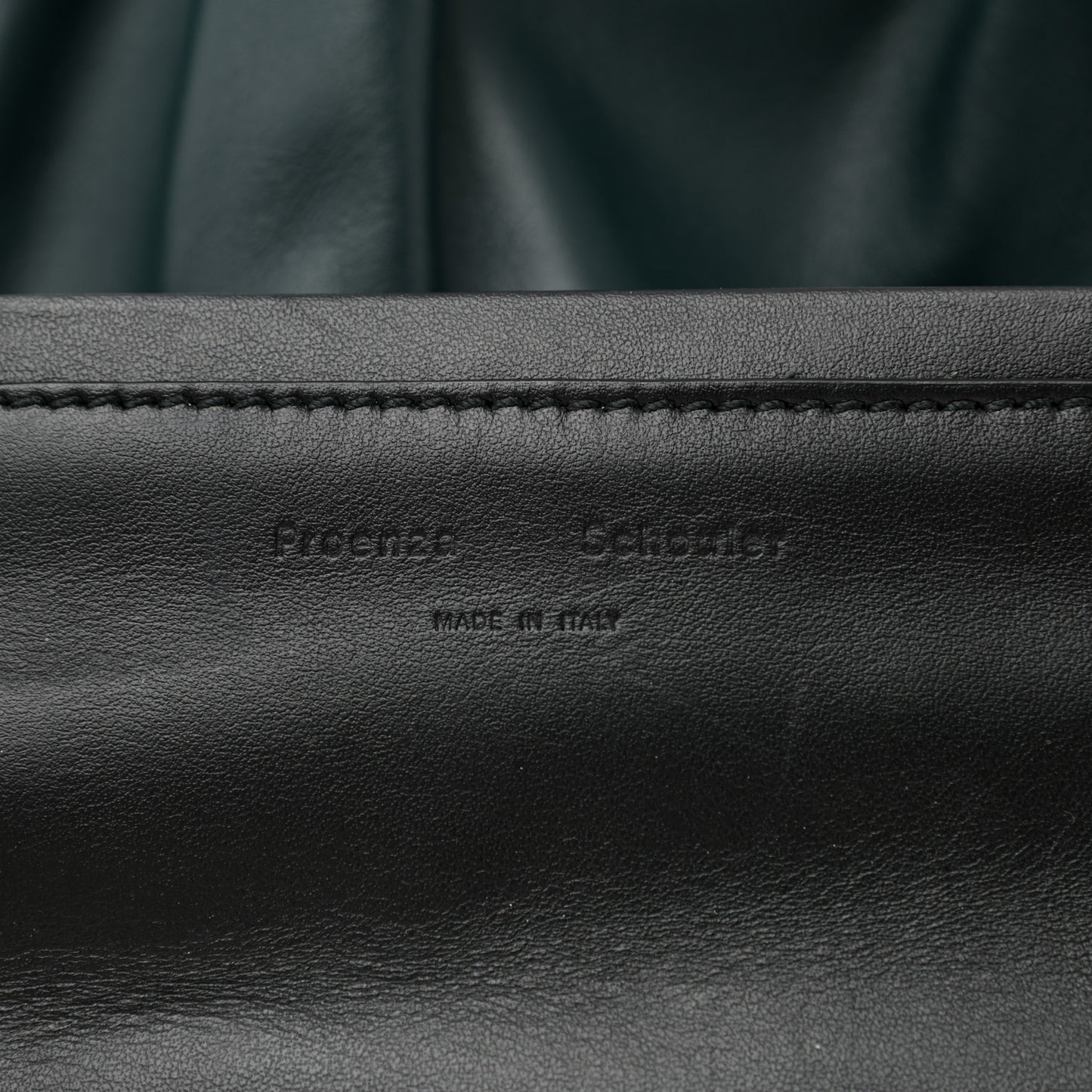 Calfskin Large Ruched Tote Petrol Green