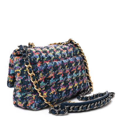 Chanel Tweed Quilted Medium Chanel 19 Flap Dark Multicolor 3 of 11