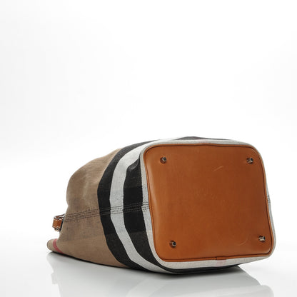 Burberry Canvas Mega Check Medium Ashby Hobo Saddle Brown 4 of 9