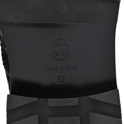 Chanel Grosgrain Tweed Pearl CC Combat Short Boots 37 Black 6 of 11