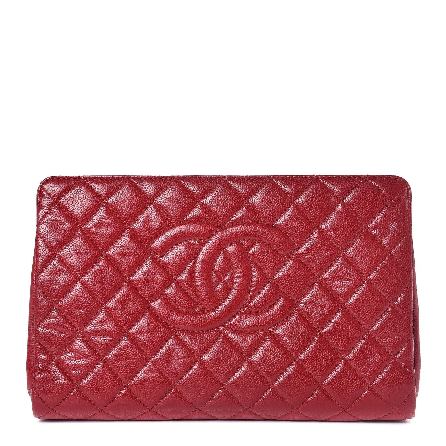 Caviar Quilted Large CC Clutch Red