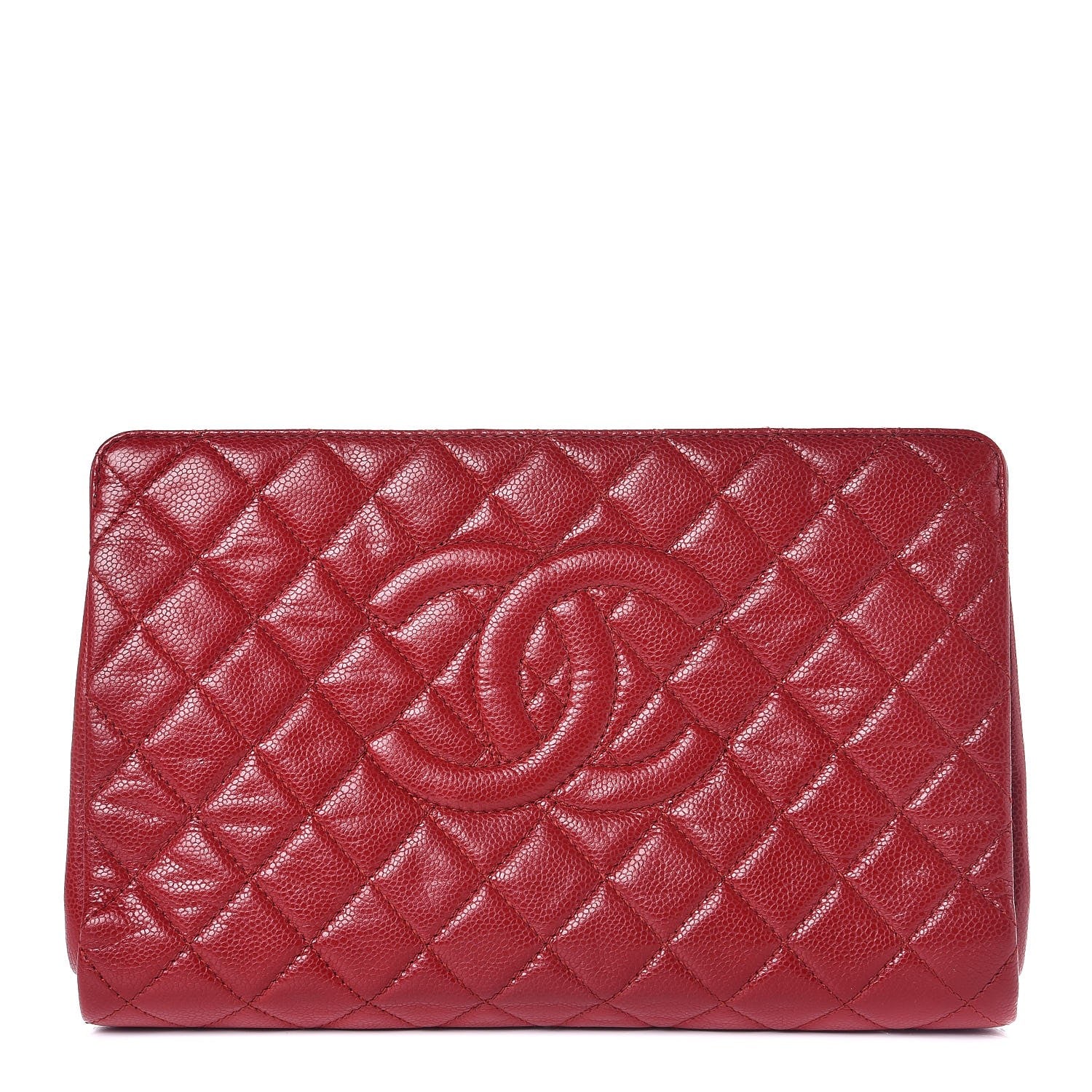 Chanel Caviar Quilted Large CC Clutch Red 1 of 9