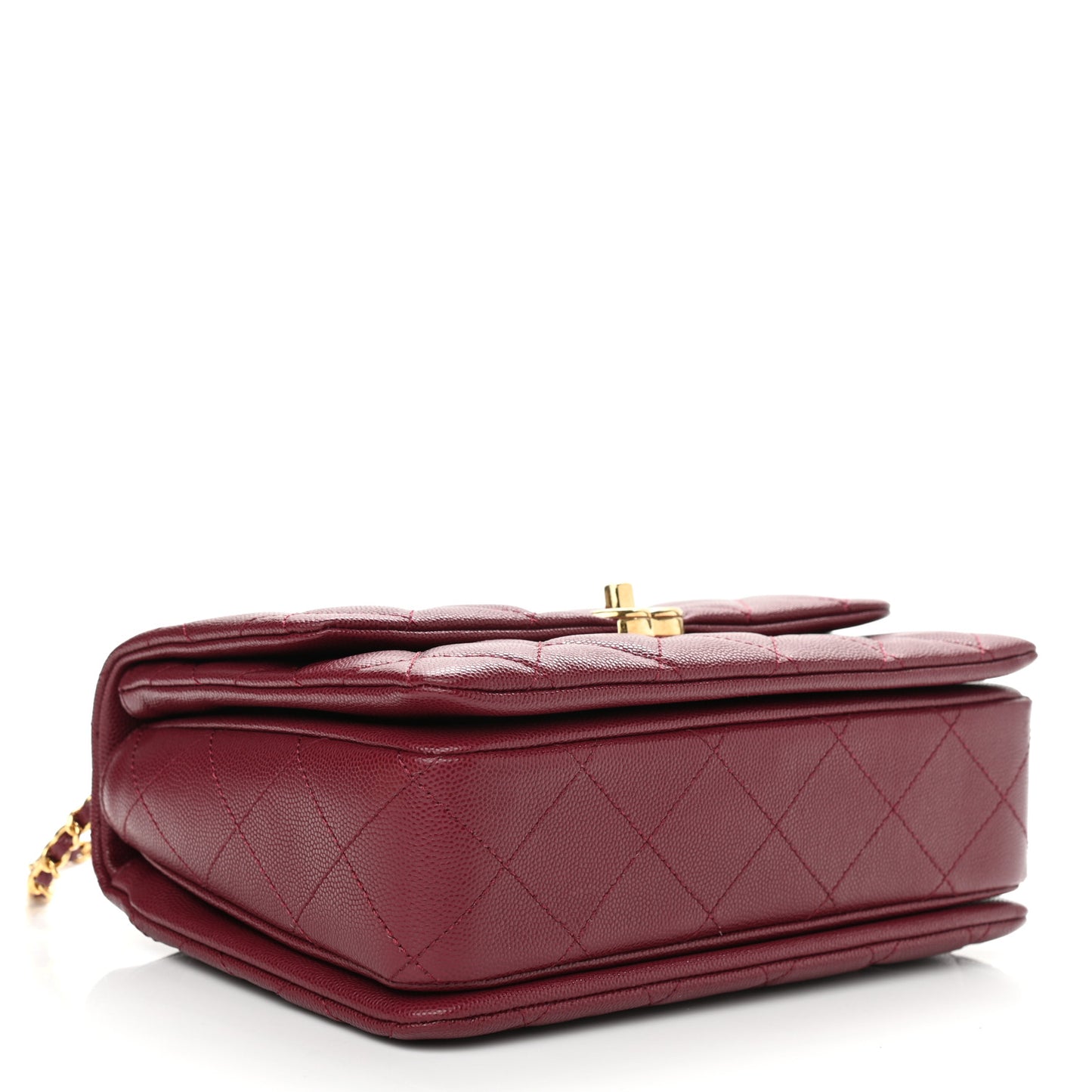 Caviar Quilted Coco First Flap Burgundy