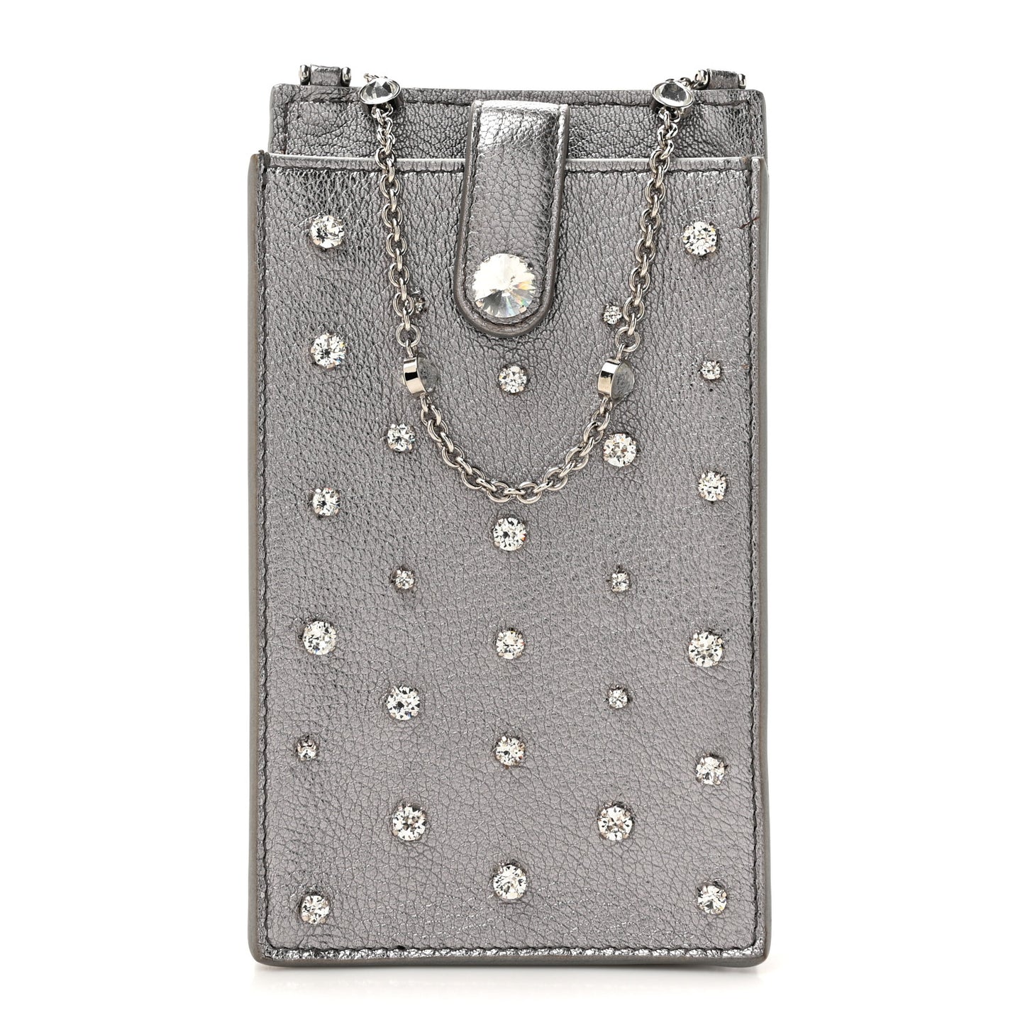 Calfskin Crystal Crossbody Silver