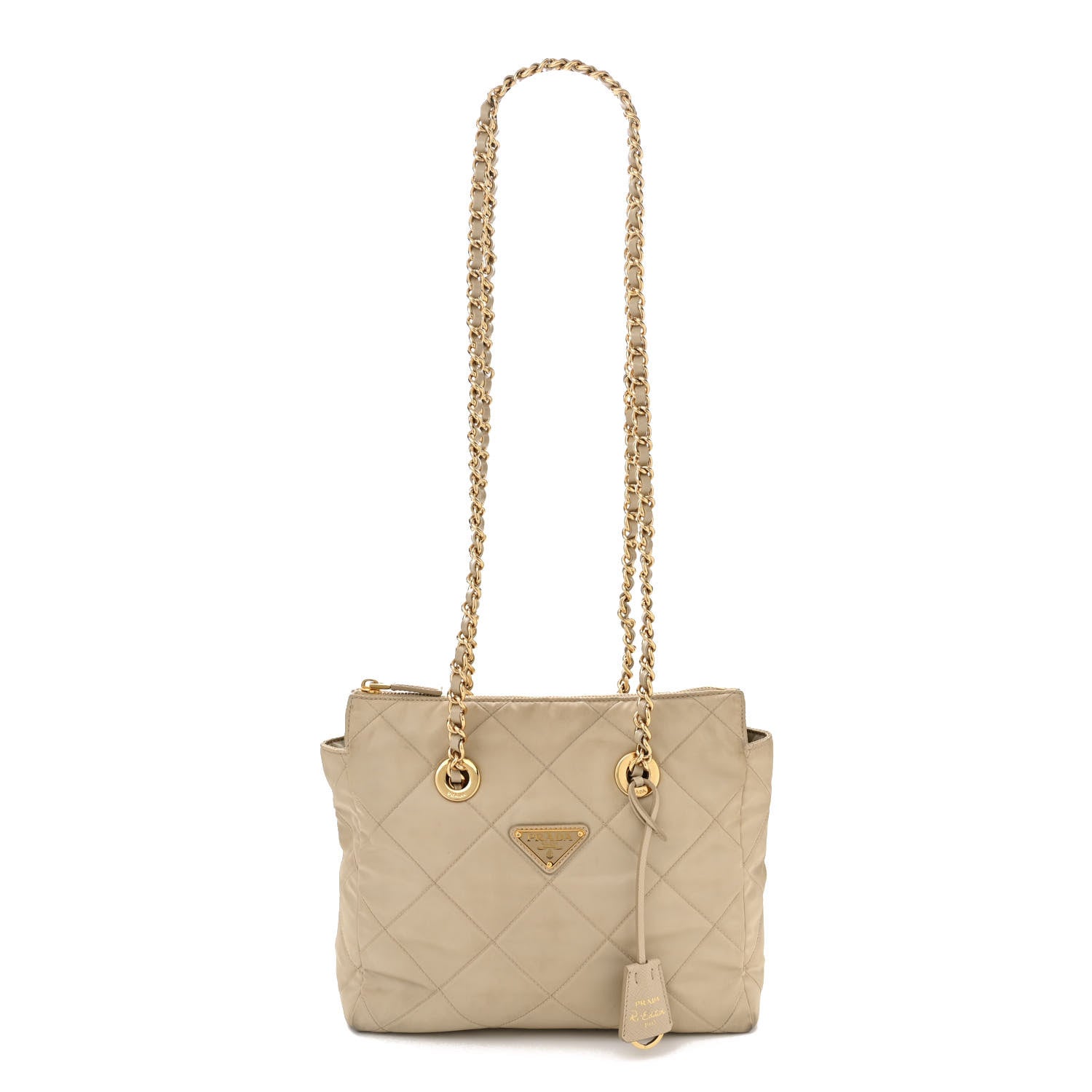 Prada Re-Nylon Stitched Re-Edition 1995 Chaine Small Tote Bag Desert Beige 1 of 11