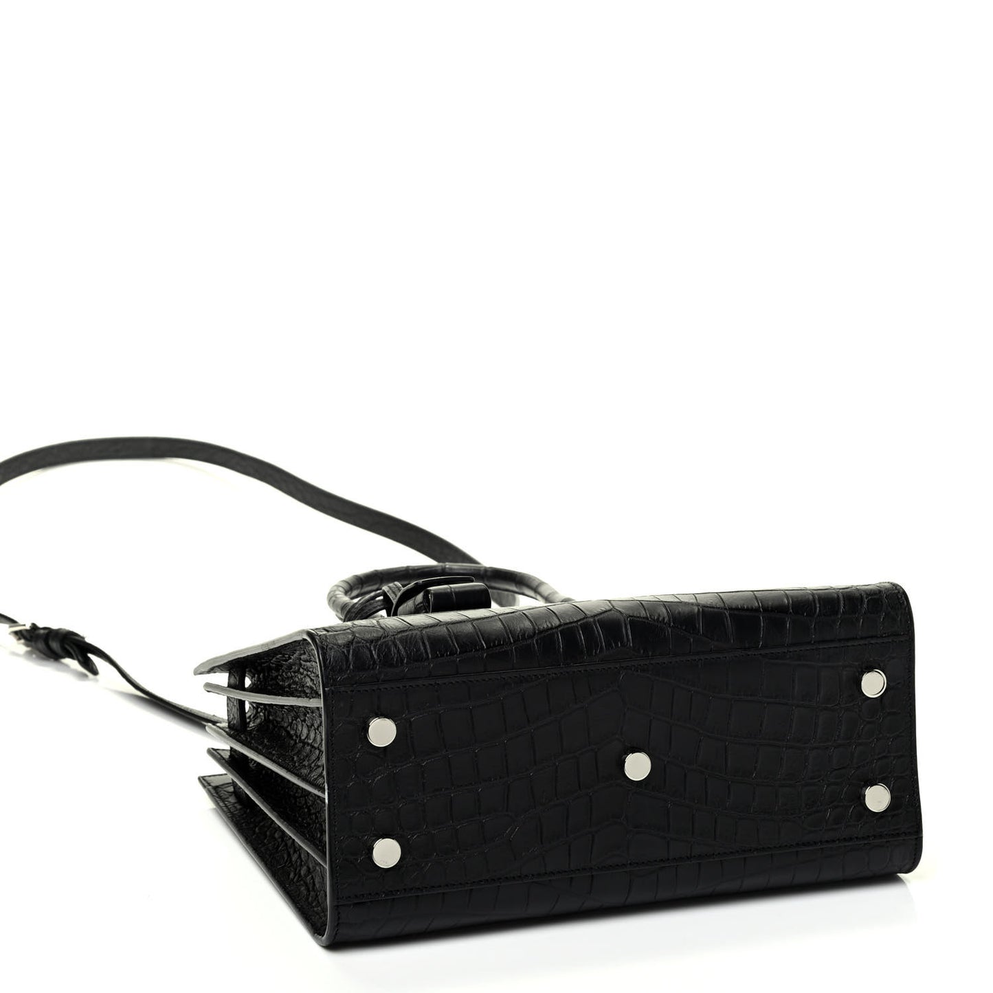 Calfskin Crocodile Embossed Baby Sac De Jour Black