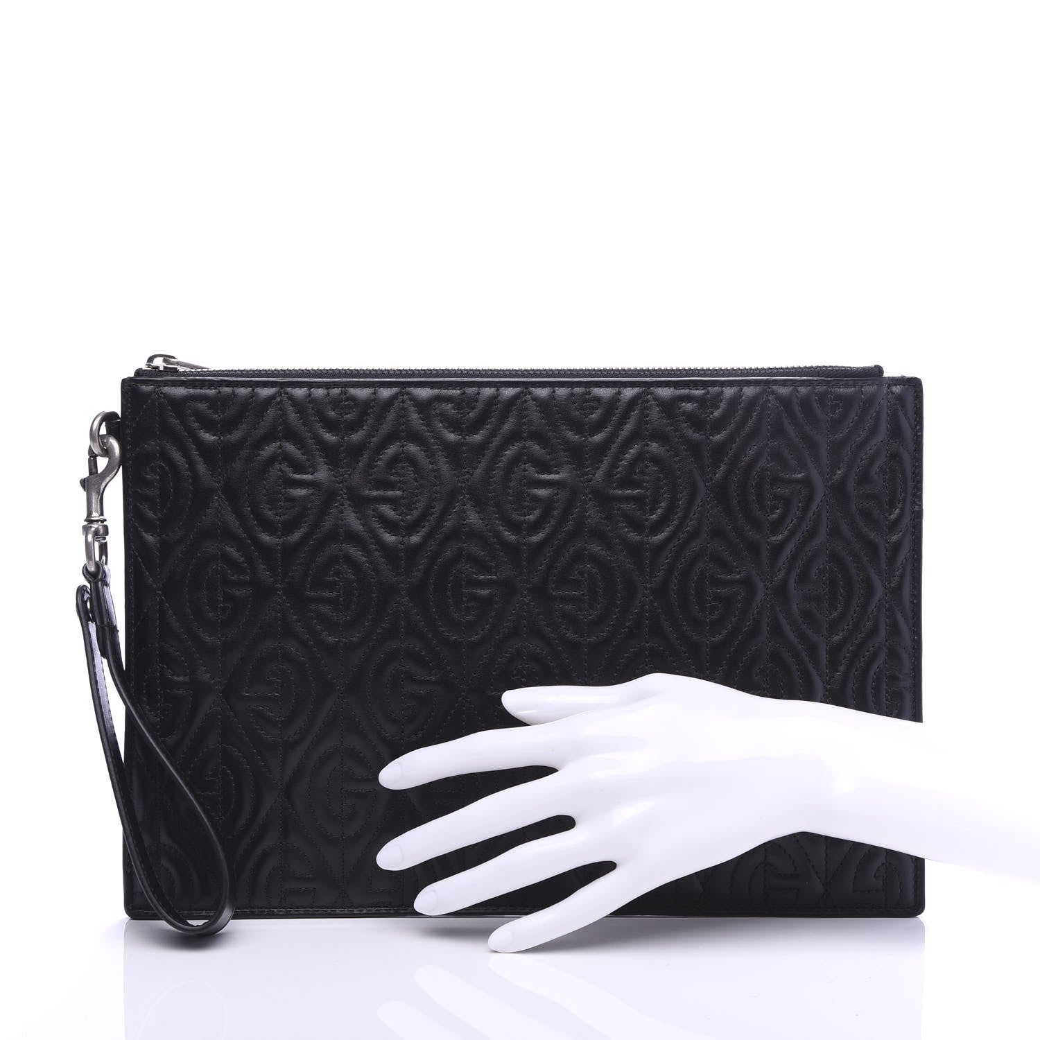 Gucci Calfskin G Rhombus Quilted Documents Holder Black 2 of 7