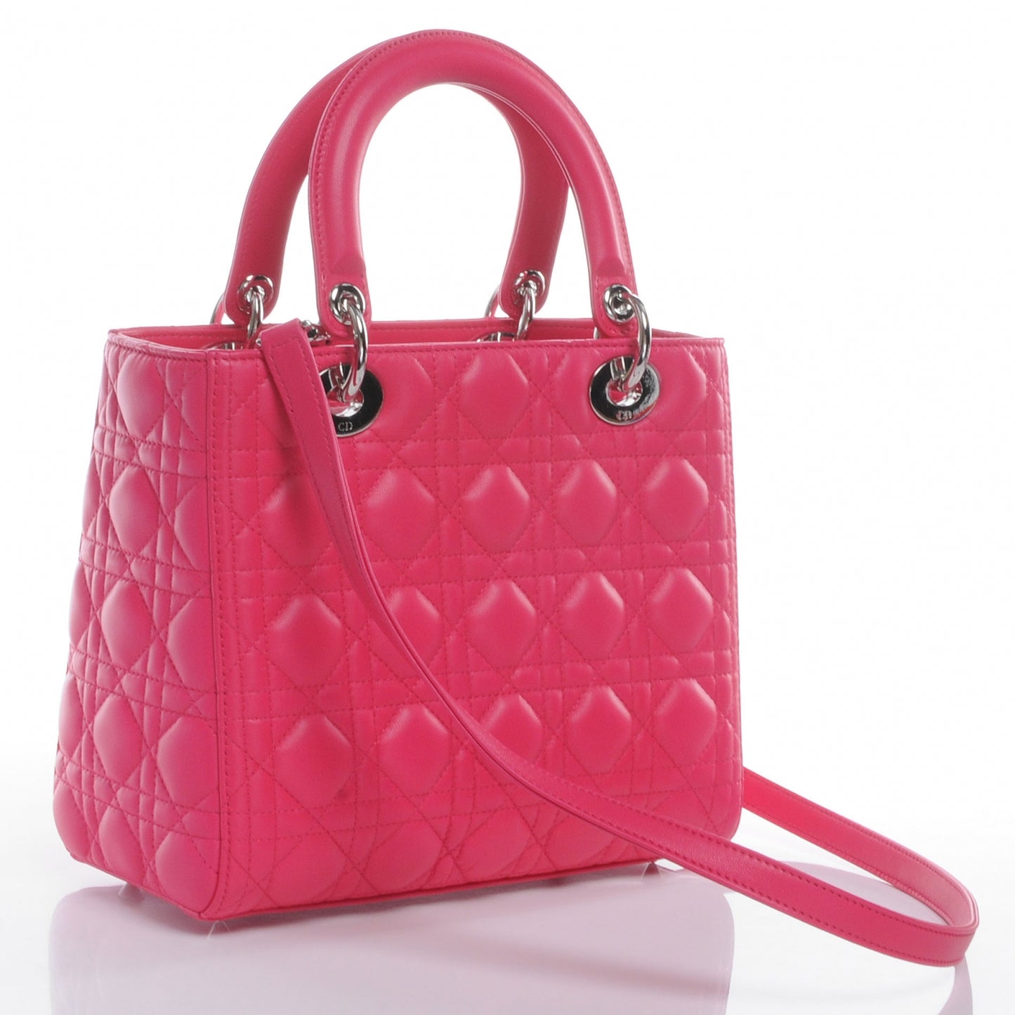 Lambskin Cannage Medium Lady Dior Hot Pink