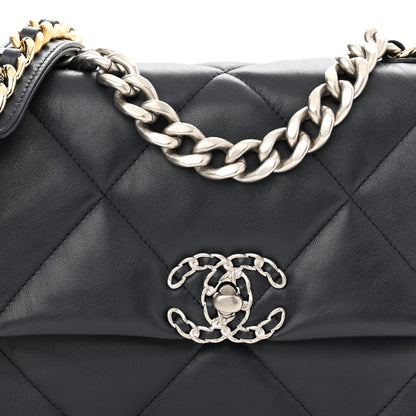 Chanel Goatskin Quilted Medium Chanel 19 Flap Navy Blue 8 of 10