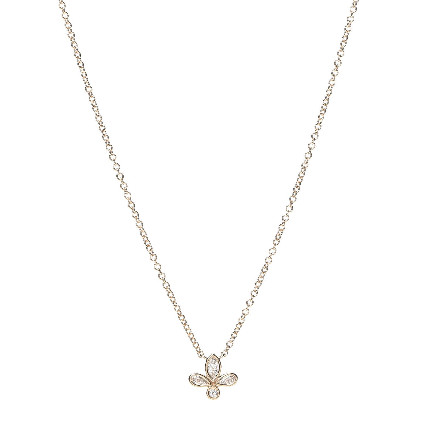 18K Rose Gold Diamond Fleur de Lis Pendant Necklace