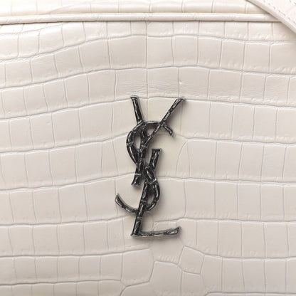 Saint Laurent Calfskin Crocodile Embossed Monogram Lou Camera Bag White 9 of 14