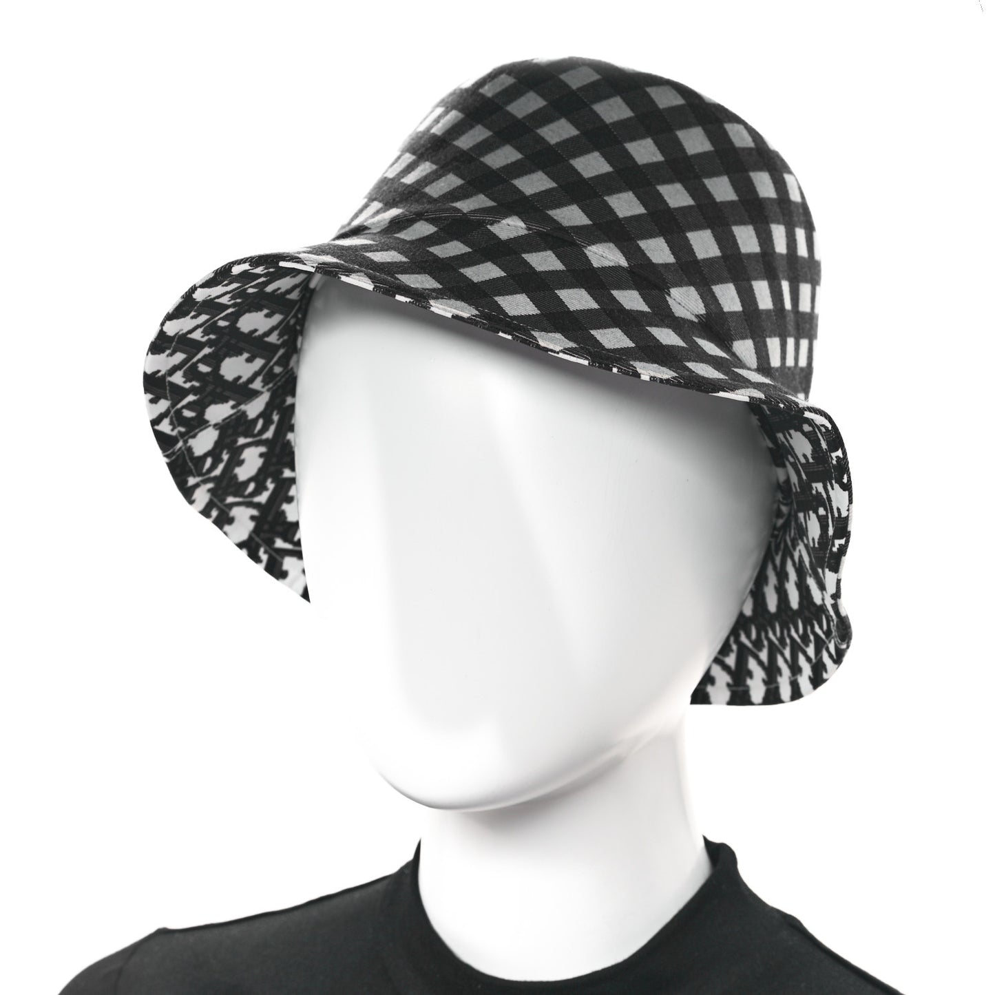 Gingham Reversible Teddy-D Brim Bucket Hat 57 Black White