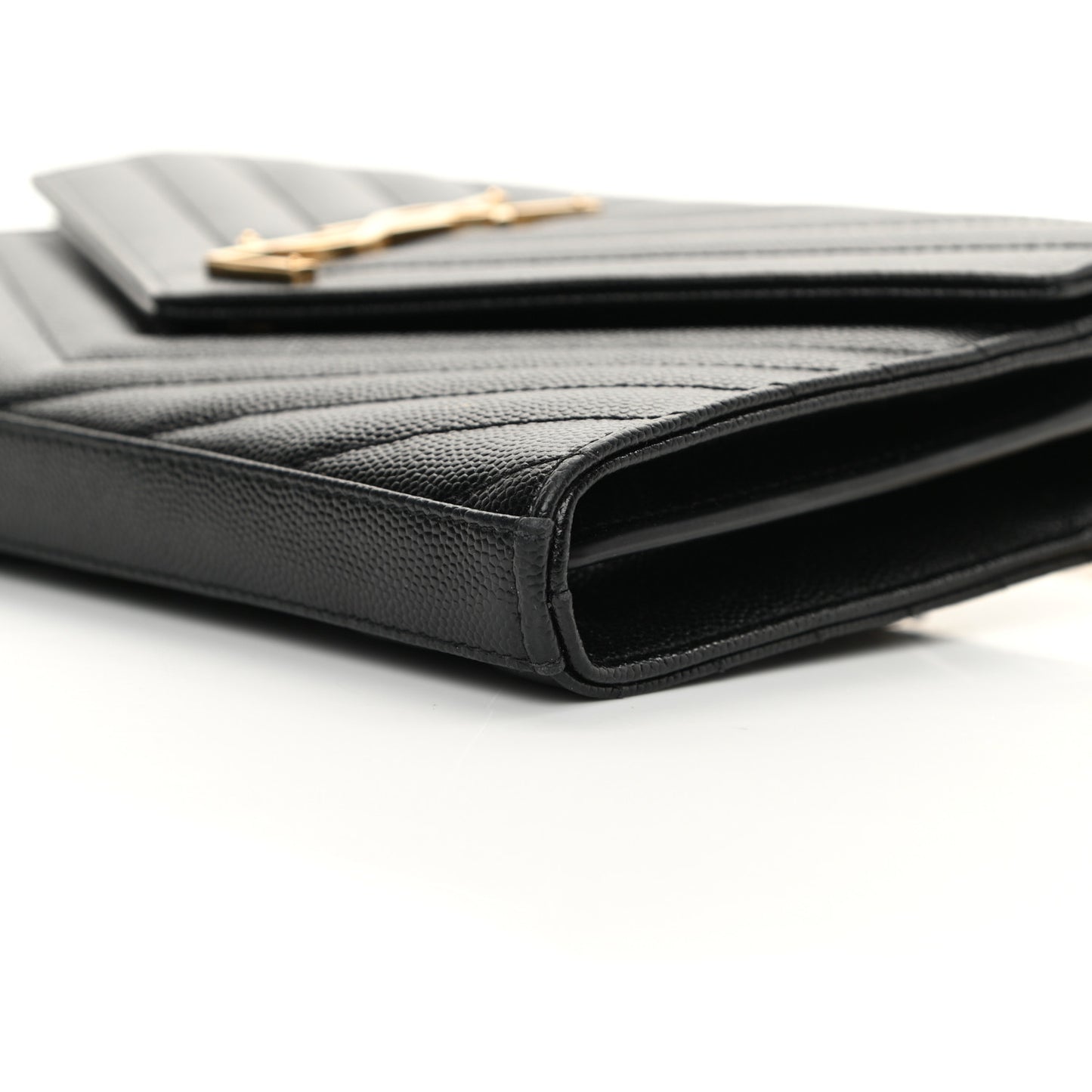 Grain De Poudre Matelasse Chevron Monogram Chain Wallet Black