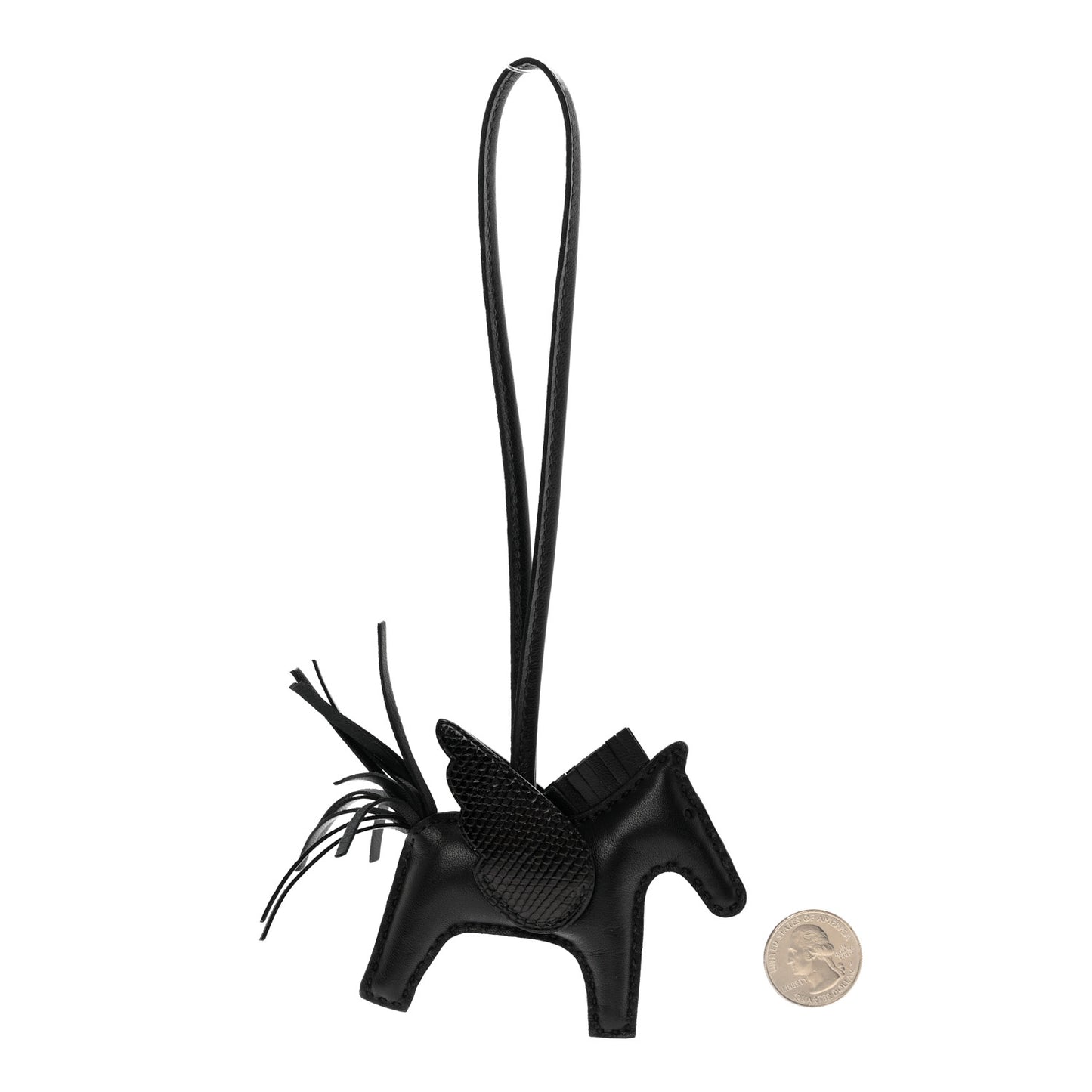 Milo Lambskin Lizard Touch Grigri Rodeo Pegase Horse Bag Charm PM So Black
