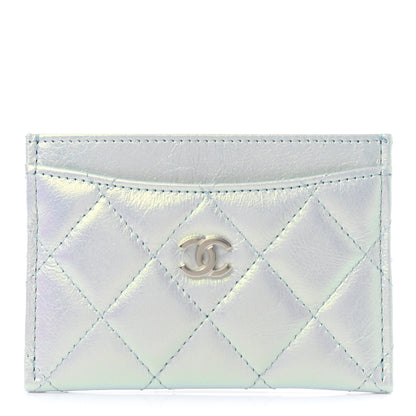 Chanel Iridescent Calfskin Quilted Card Holder Light Blue 1 of 8