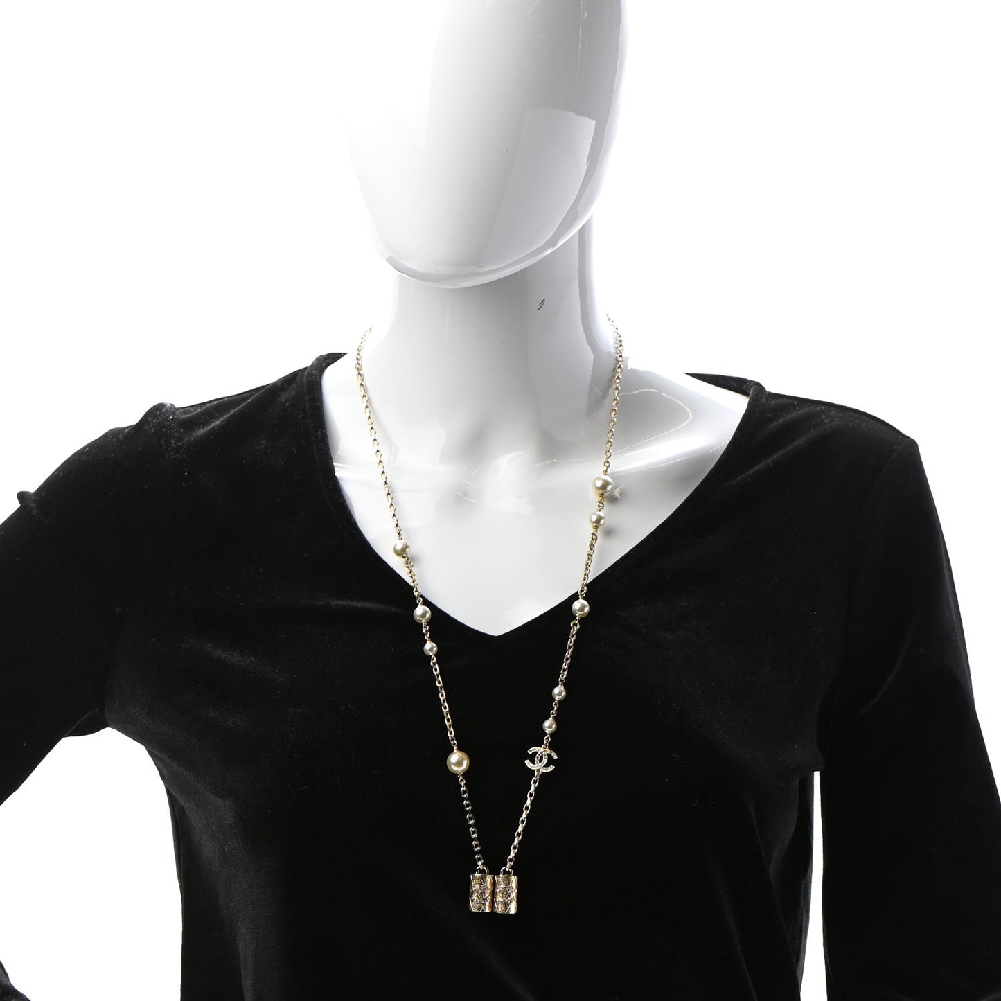 Crystal Pearl Airpod Necklace Gold