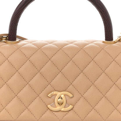 Chanel Caviar Lizard Embossed Quilted Small Coco Handle Flap Beige 8 of 13