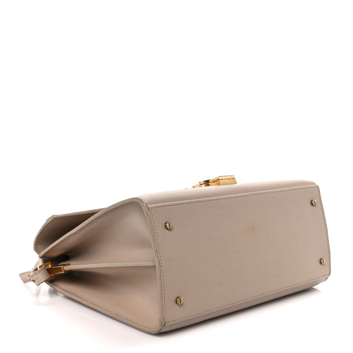 Saint Laurent Grain de Poudre Medium Classic Monogram Cassandra Top Handle Dark Beige 4 of 12