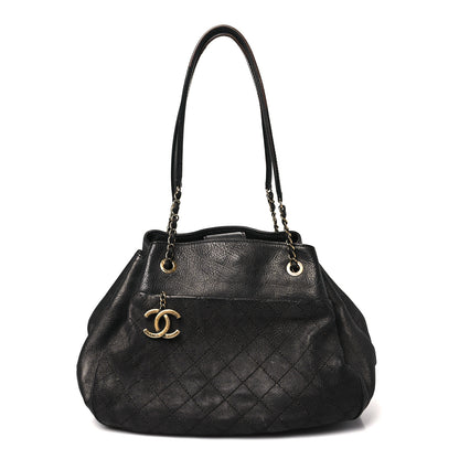 Chanel Iridescent Grained Calfskin Stitched Accordion Tote Dark Grey 1 of 13