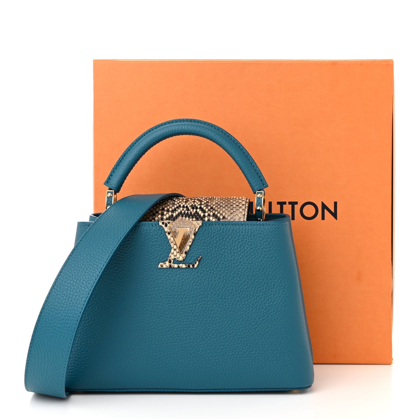 Taurillon Snakeskin Capucines BB Mallard