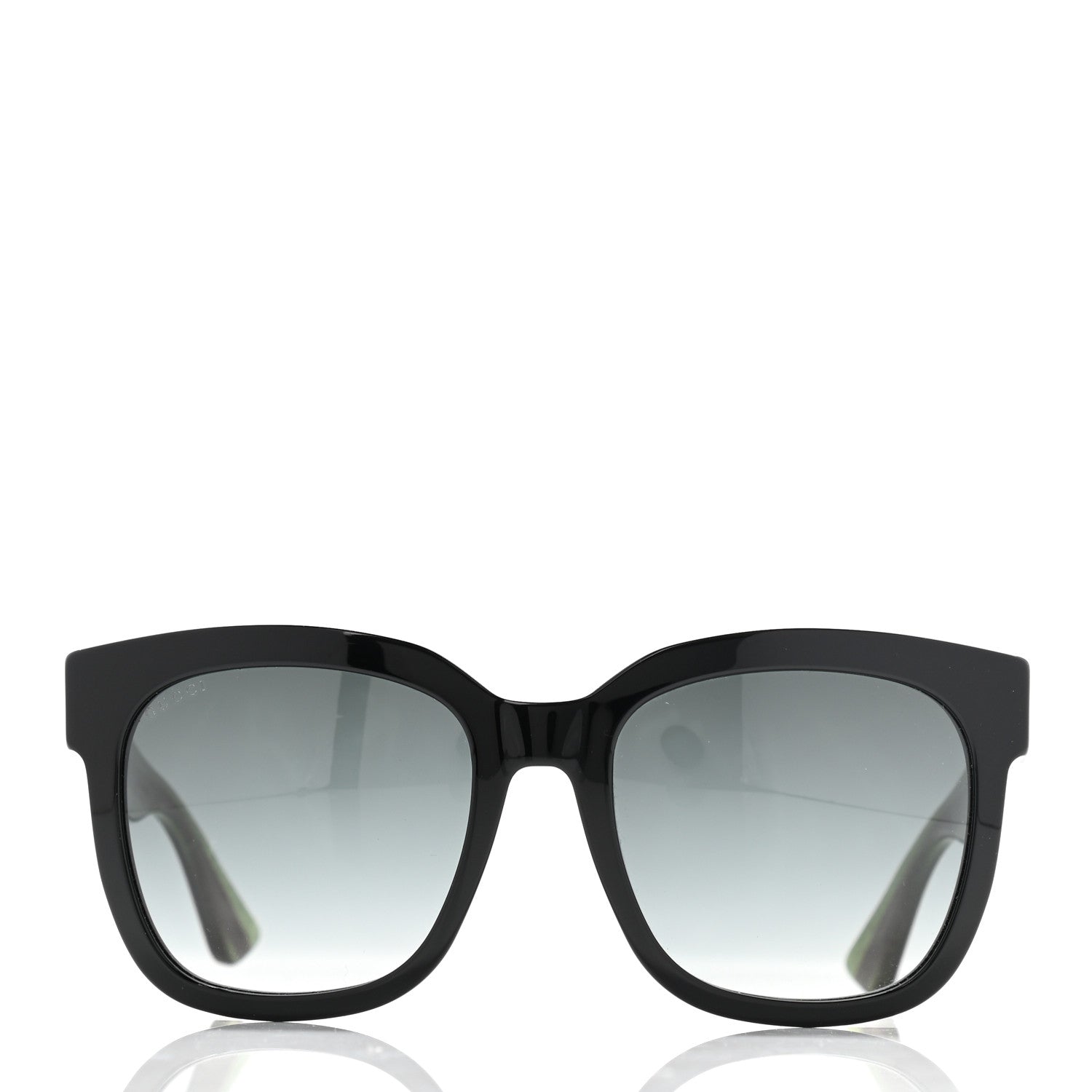 Gucci Acetate Square Frame Web Glitter Sunglasses GG0034S Black Green 2 of 6