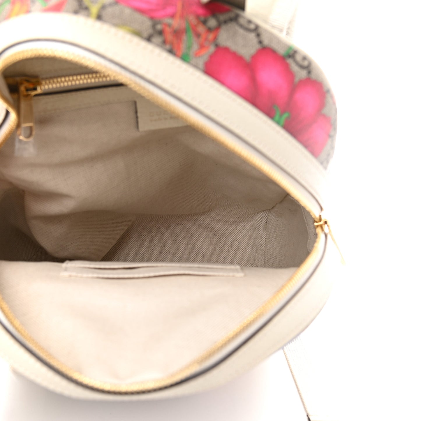 GG Supreme Monogram Flora Web Small Ophidia Day Backpack White