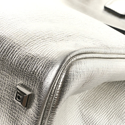 Salvatore Ferragamo Metallic Hammered Calfskin Studio Top Handle Bag Silver 9 of 12