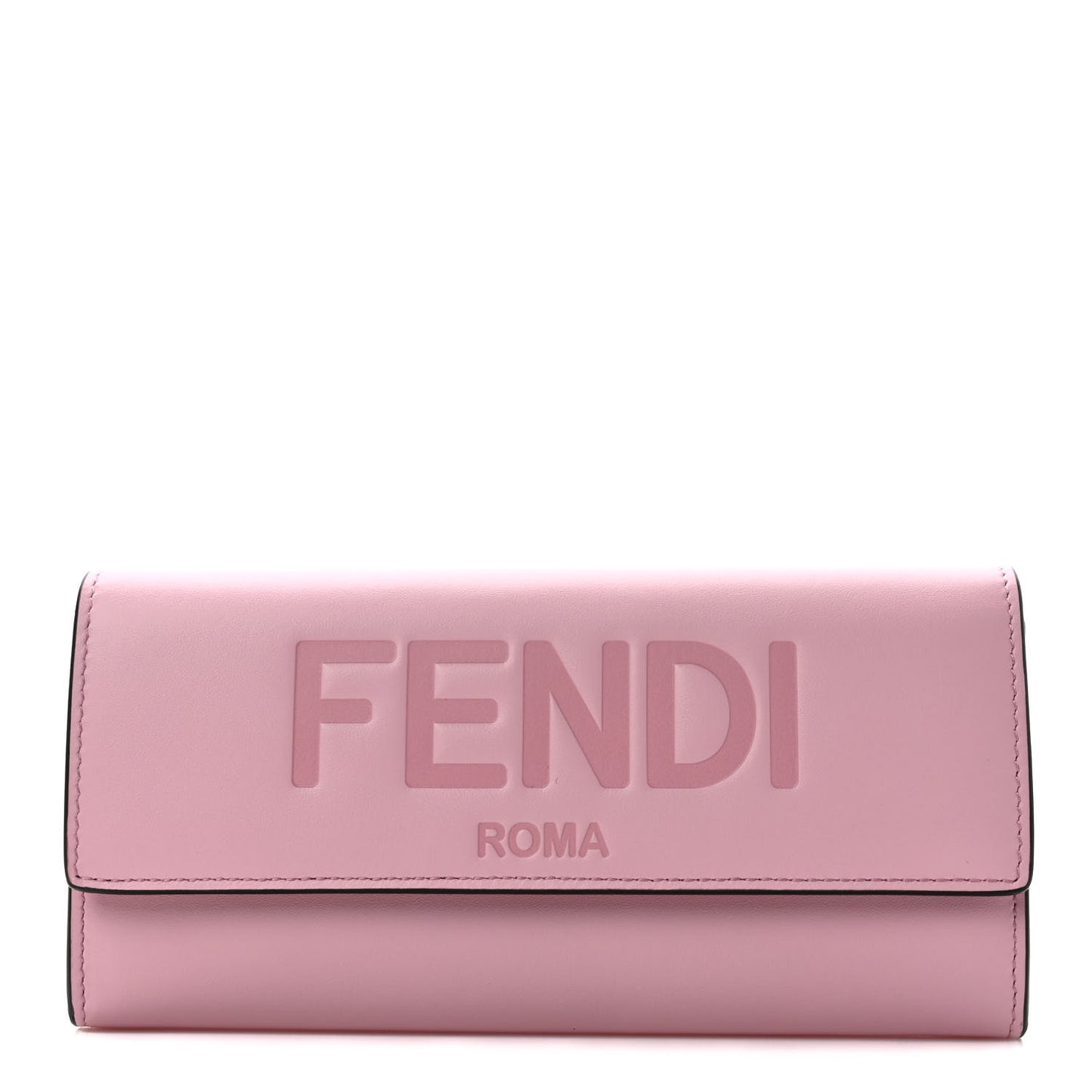 Vitello King Tamponato Logo Embossed Continental Wallet Rosa Acquerello