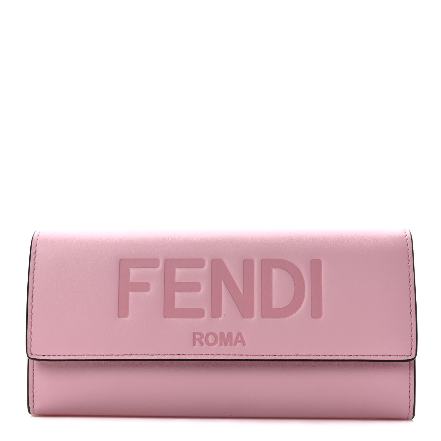 Fendi Vitello King Tamponato Logo Embossed Continental Wallet Rosa Acquerello 1 of 8