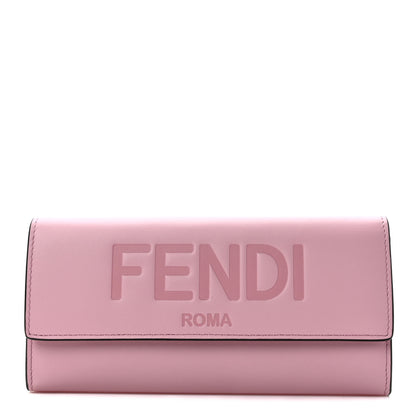 Fendi Vitello King Tamponato Logo Embossed Continental Wallet Rosa Acquerello 1 of 8