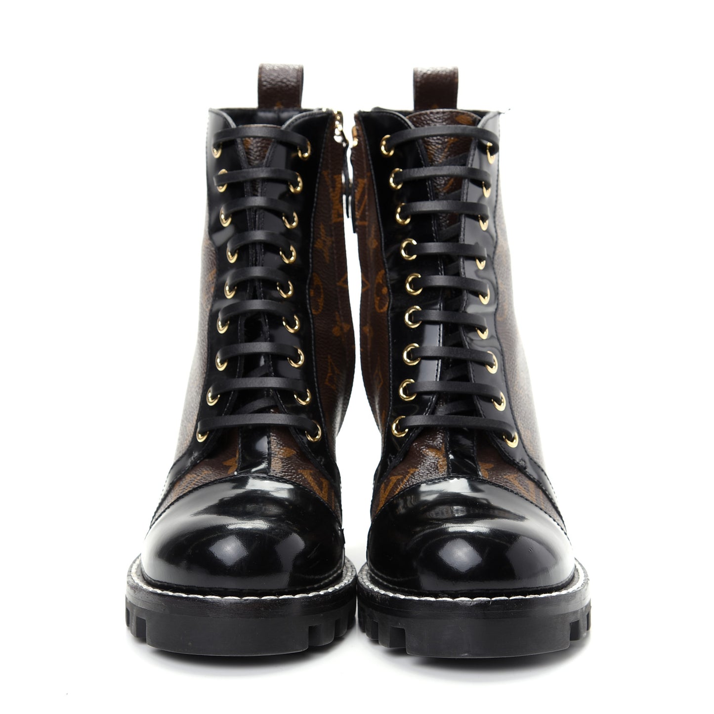 Patent Calfskin Monogram Star Trail Ankle Boots 38 Black