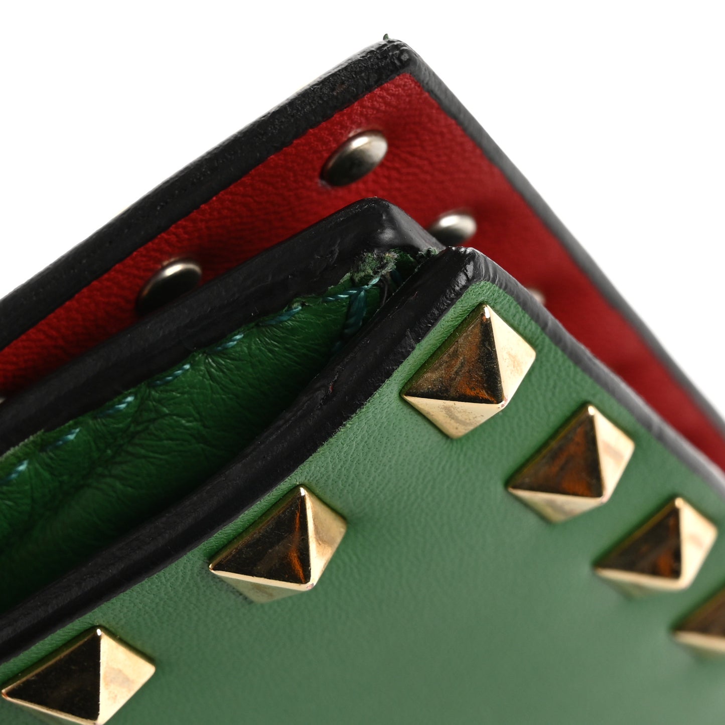 Nappa Rockstud Wristlet Clutch Emerald