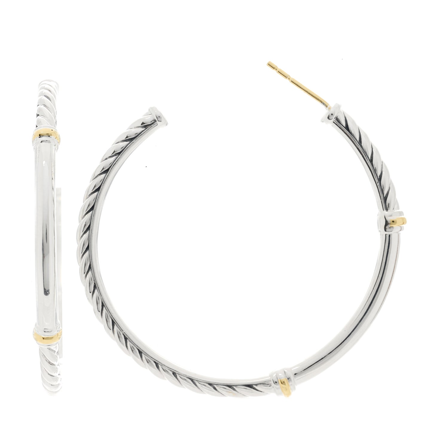 Sterling Silver 18K Yellow Gold Metro Hoop Earrings