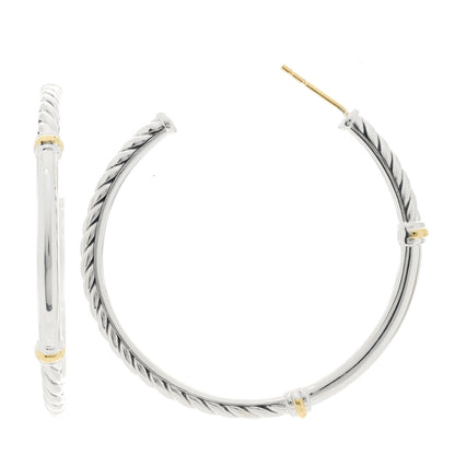 David Yurman Sterling Silver 18K Yellow Gold Metro Hoop Earrings 1 of 4