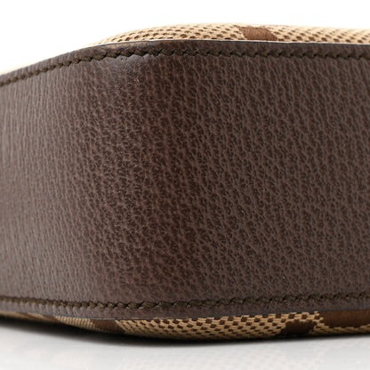Gucci Monogram Jumbo GG Textured Dollar Calfskin Web Messenger Shoulder Bag Camel Ebony New Acero 9 of 11