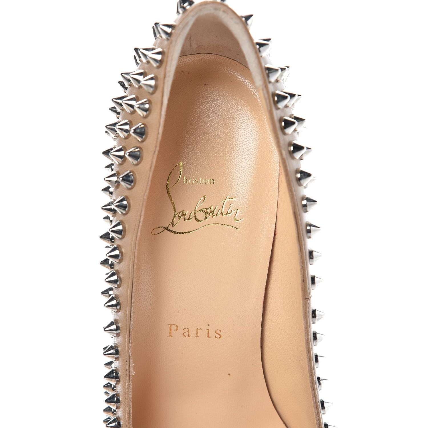 Christian Louboutin Nappa Fifi Spikes 100 Pumps 37 Corde Silver 7 of 7