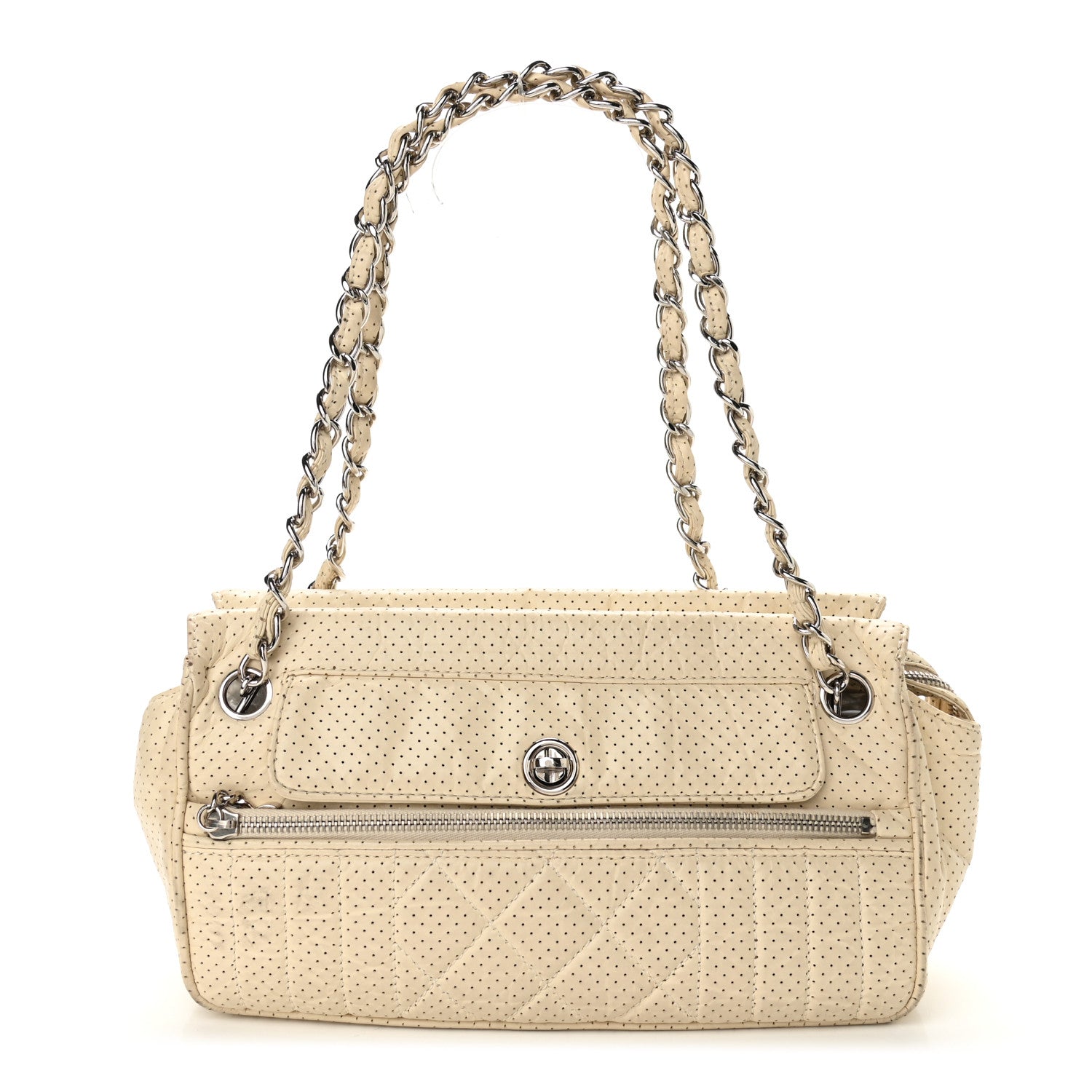 Chanel Calfskin Perforated 50's Satchel Beige 1 of 9