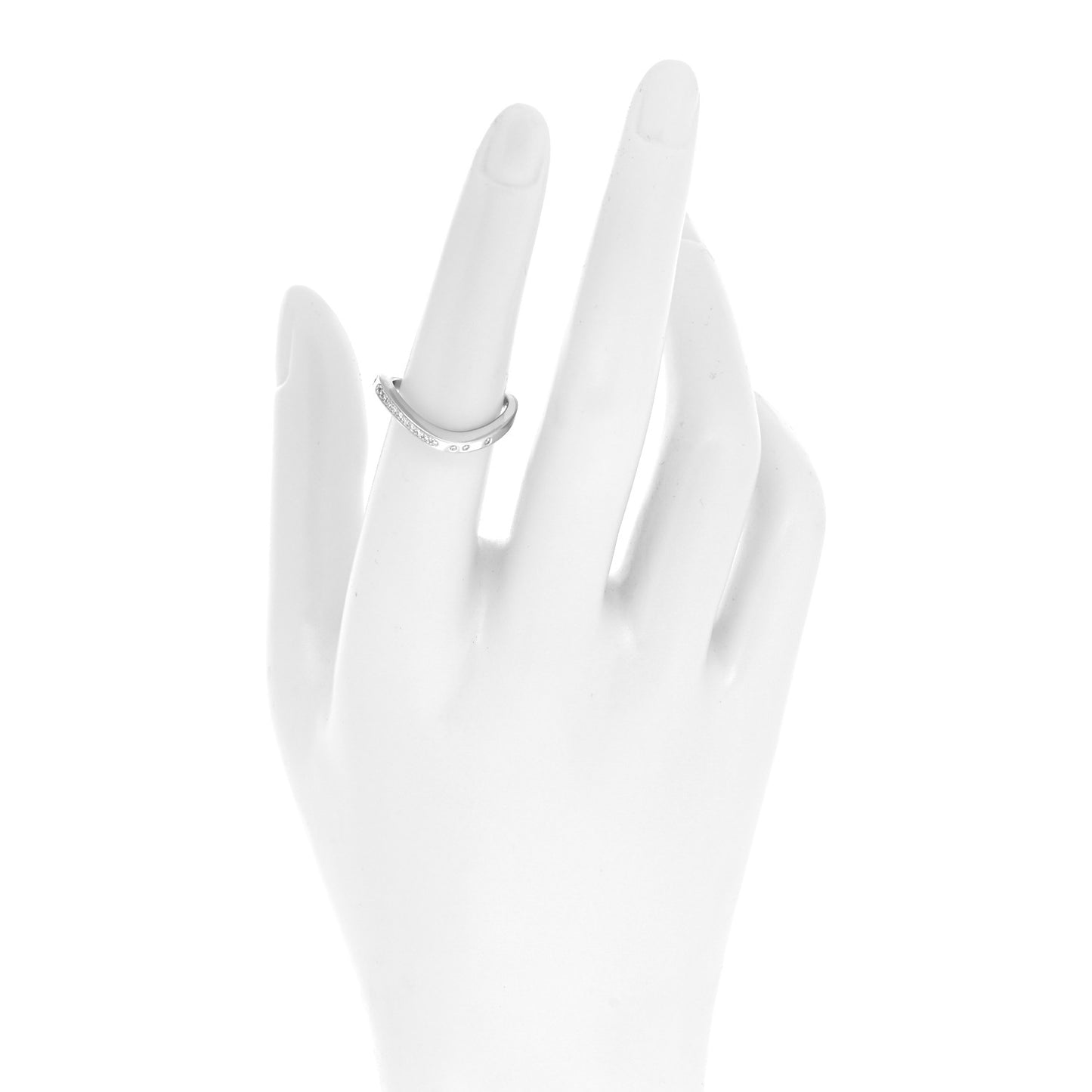 18K White Gold Diamond Ballerine Curved Wedding Band Ring 53 6.25