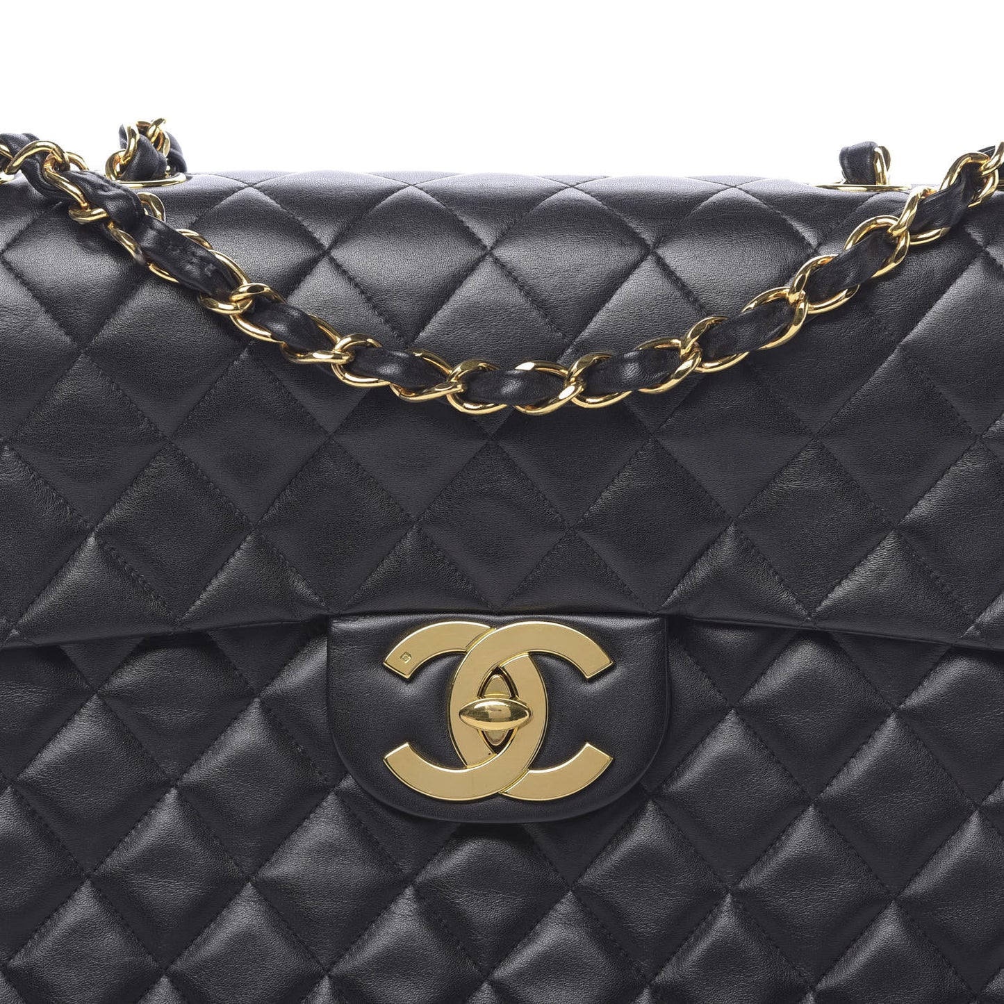 Lambskin Quilted XL Jumbo Single Flap Black