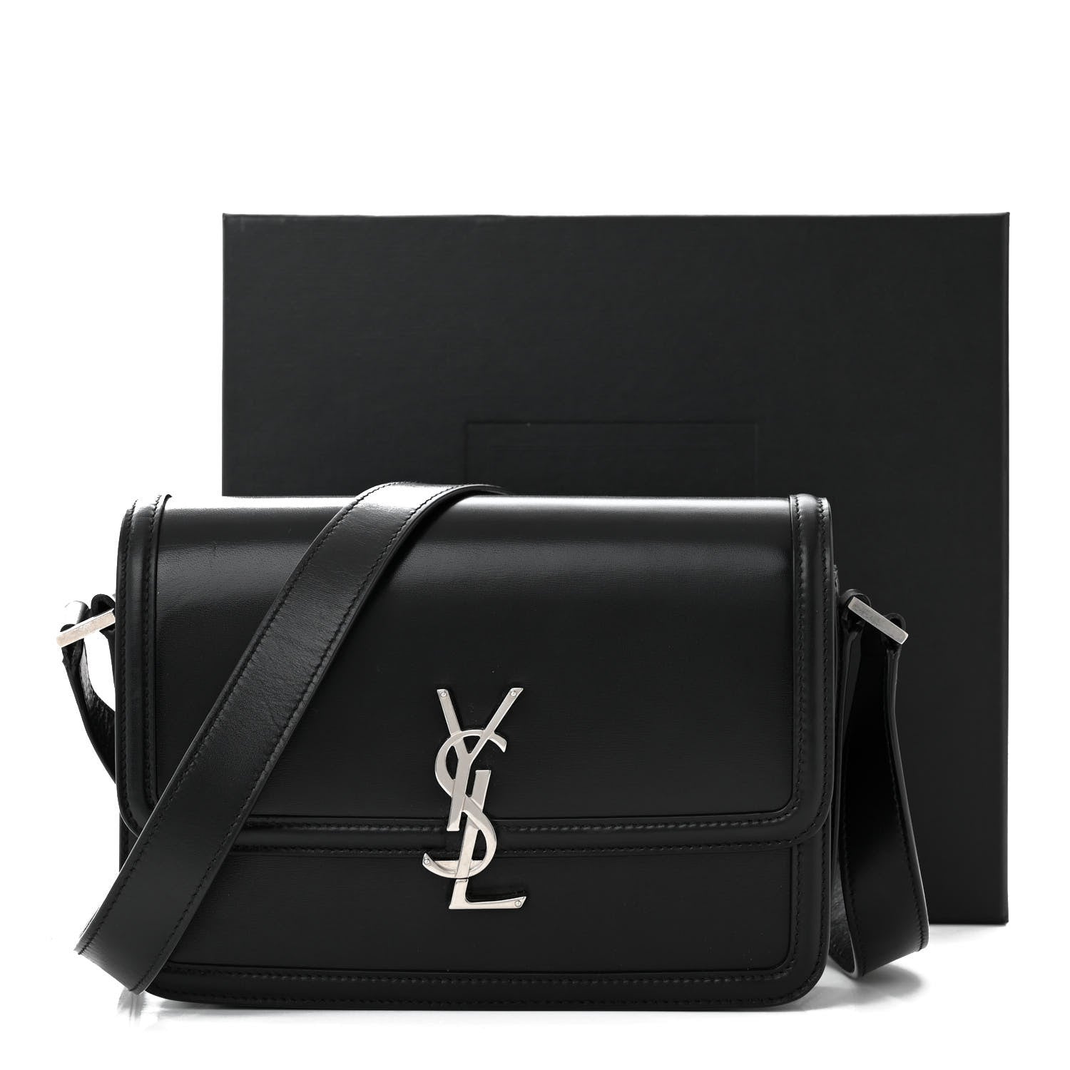 Saint Laurent Box Calfskin Monogram Medium Solferino Satchel Black 11 of 11