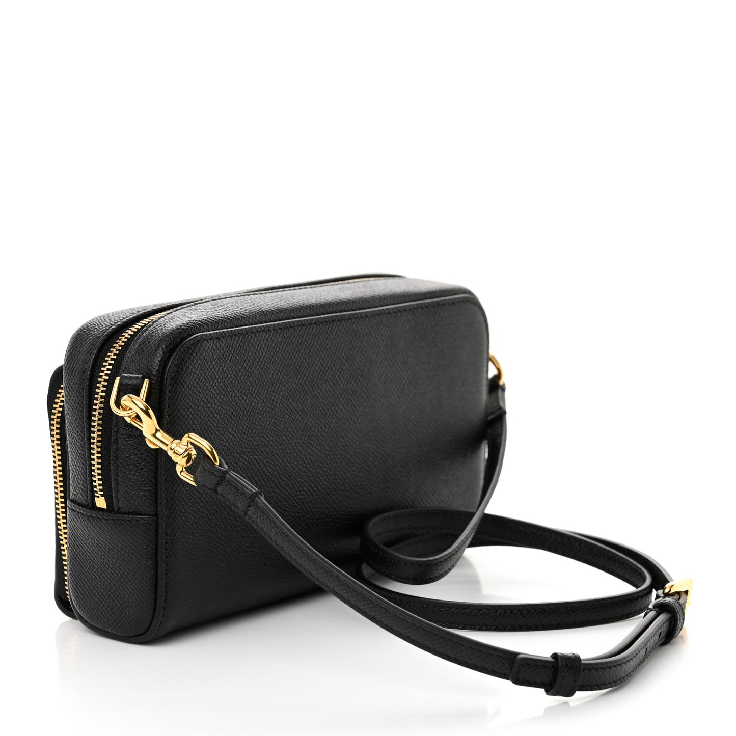 Grained Calfskin Caro Double Pouch Black