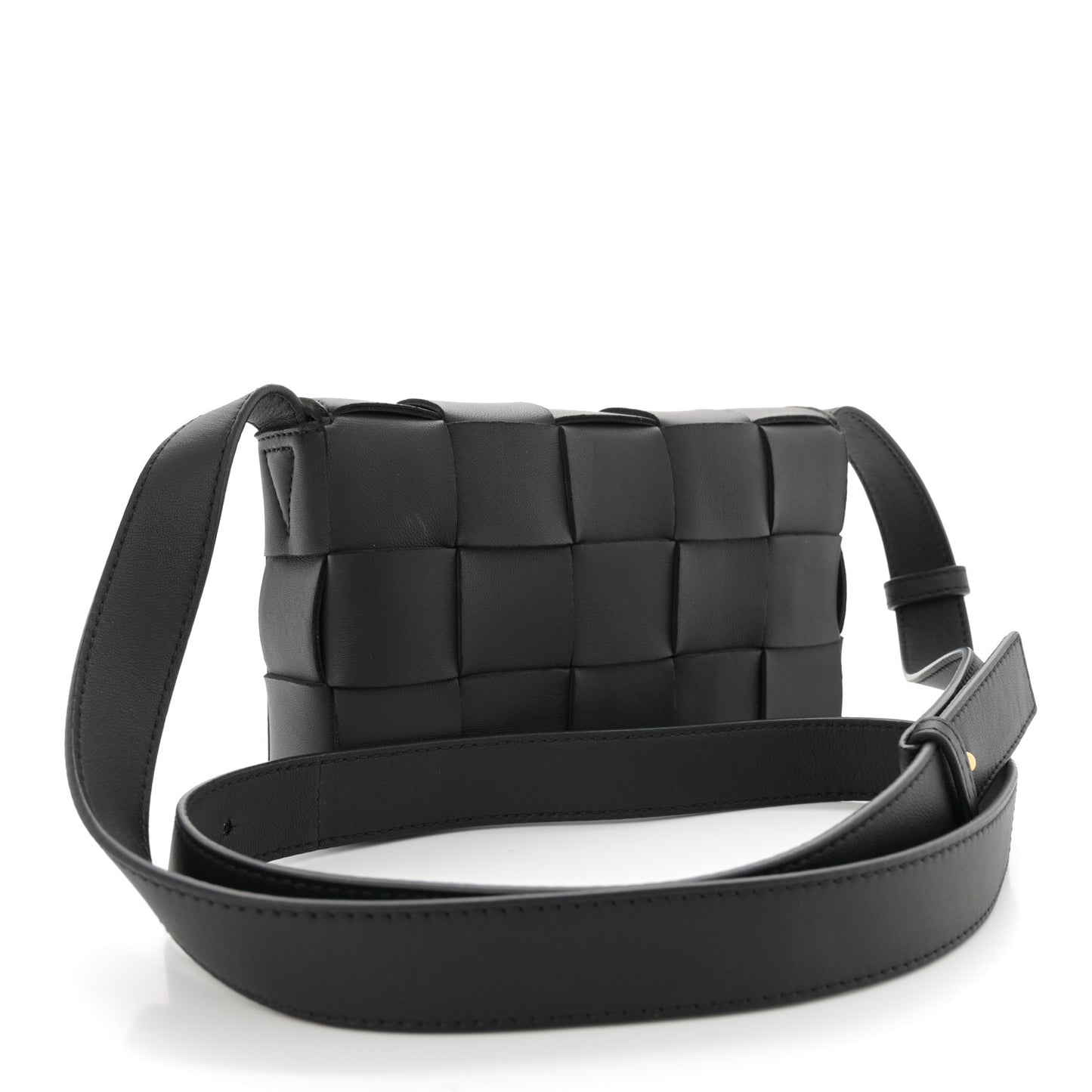 Lambskin Maxi Intreccio Small Cassette Crossbody Bag Black