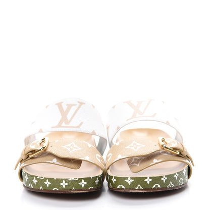 Louis Vuitton Monogram Giant Bom Dia Flat Mule Sandals 39 White Moka 2 of 10