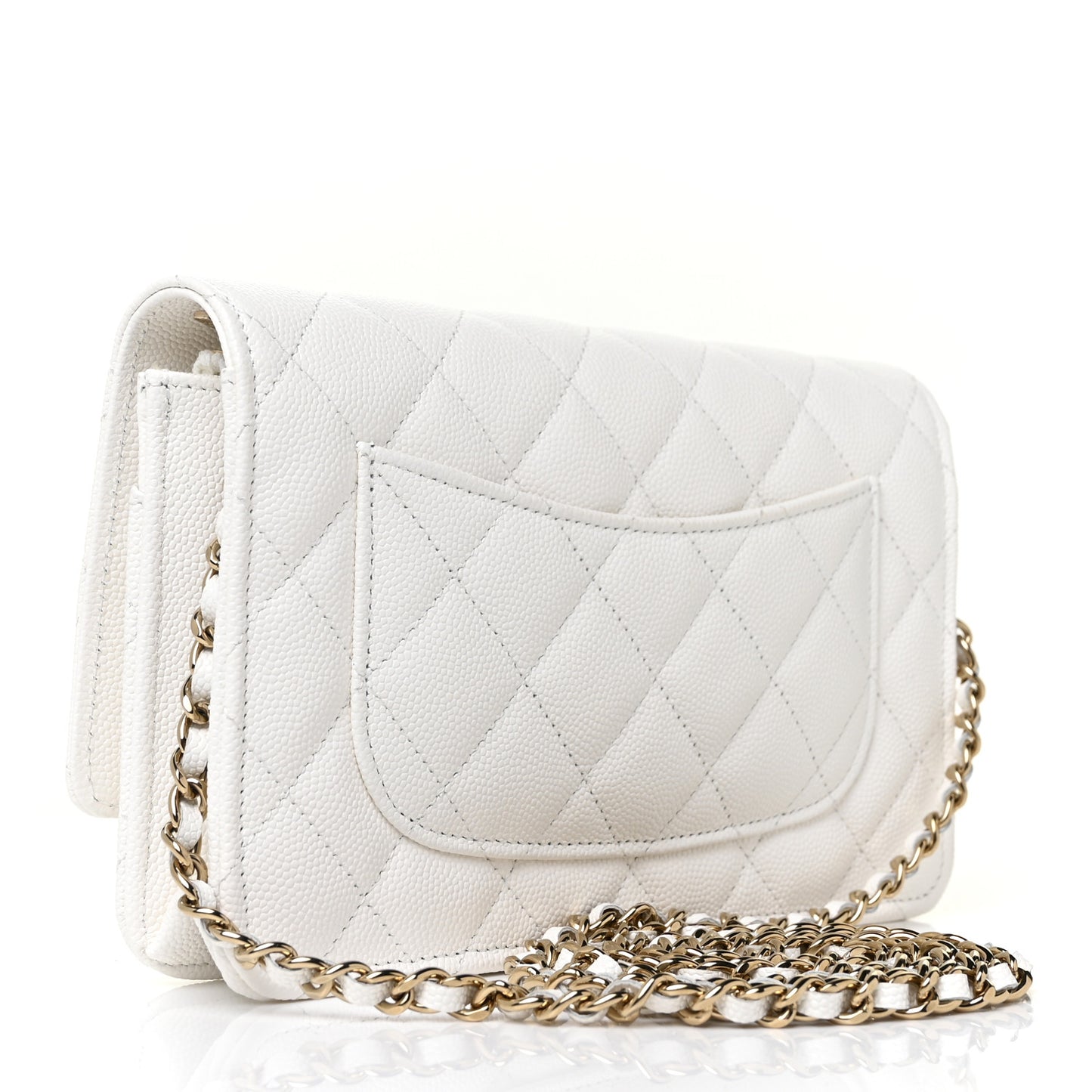 Caviar Quilted Wallet On Chain WOC White