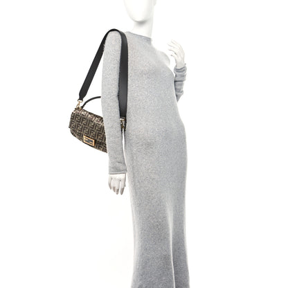 Fendi Vitello King Beaded Zucca Baguette Moro Black 2 of 11
