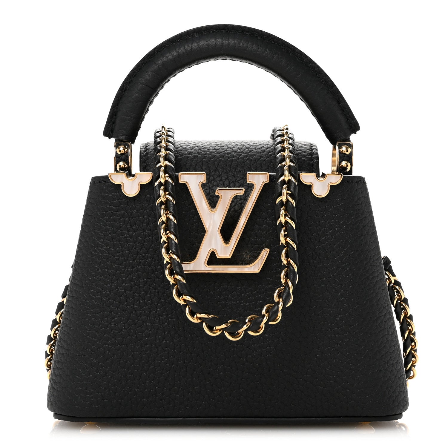 Louis Vuitton Taurillon Embellished Flower Crown Capucines Nano Black 1 of 9
