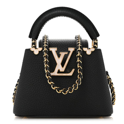 Louis Vuitton Taurillon Embellished Flower Crown Capucines Nano Black 1 of 9